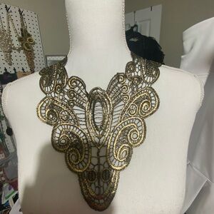 Vera by New York Gold and Black Lace Necklace